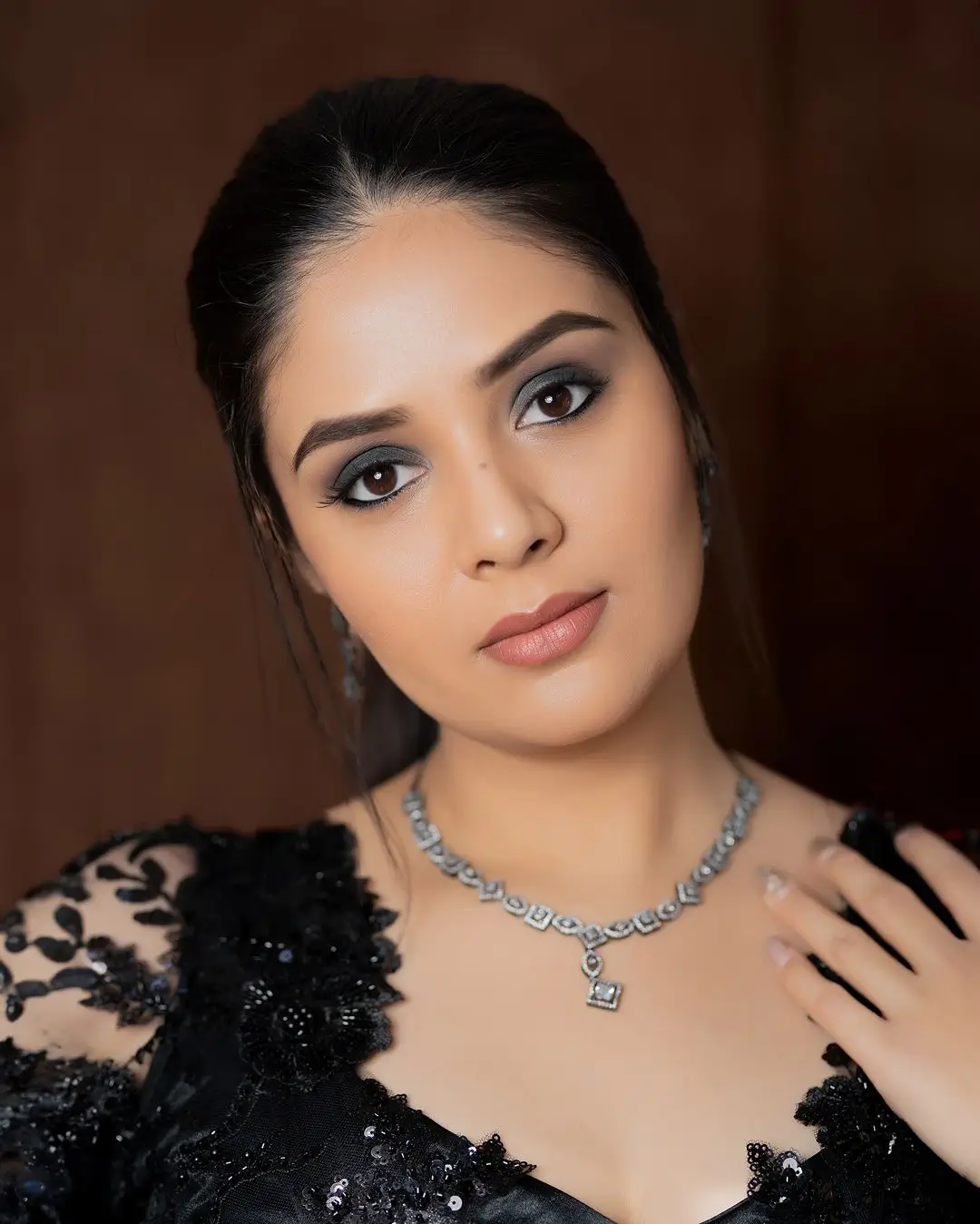 Maa TV Anchor Sreemukhi in White Lehenga Black Choli